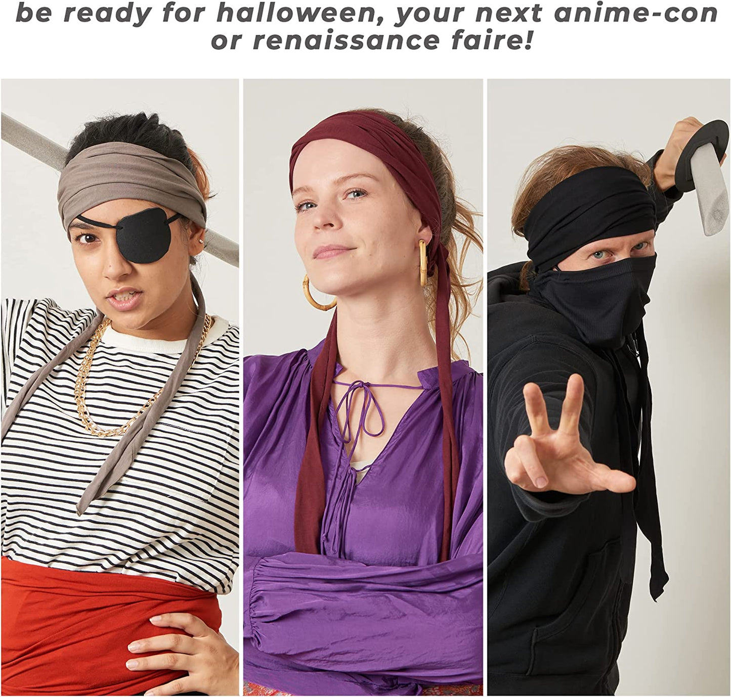 CHARM Japanese Headband Pirate Bandana - Men Ninja Head Wrap Women Hair Band Apparel & Accessories > Clothing Accessories > Bandanas & Headties Casualbox
