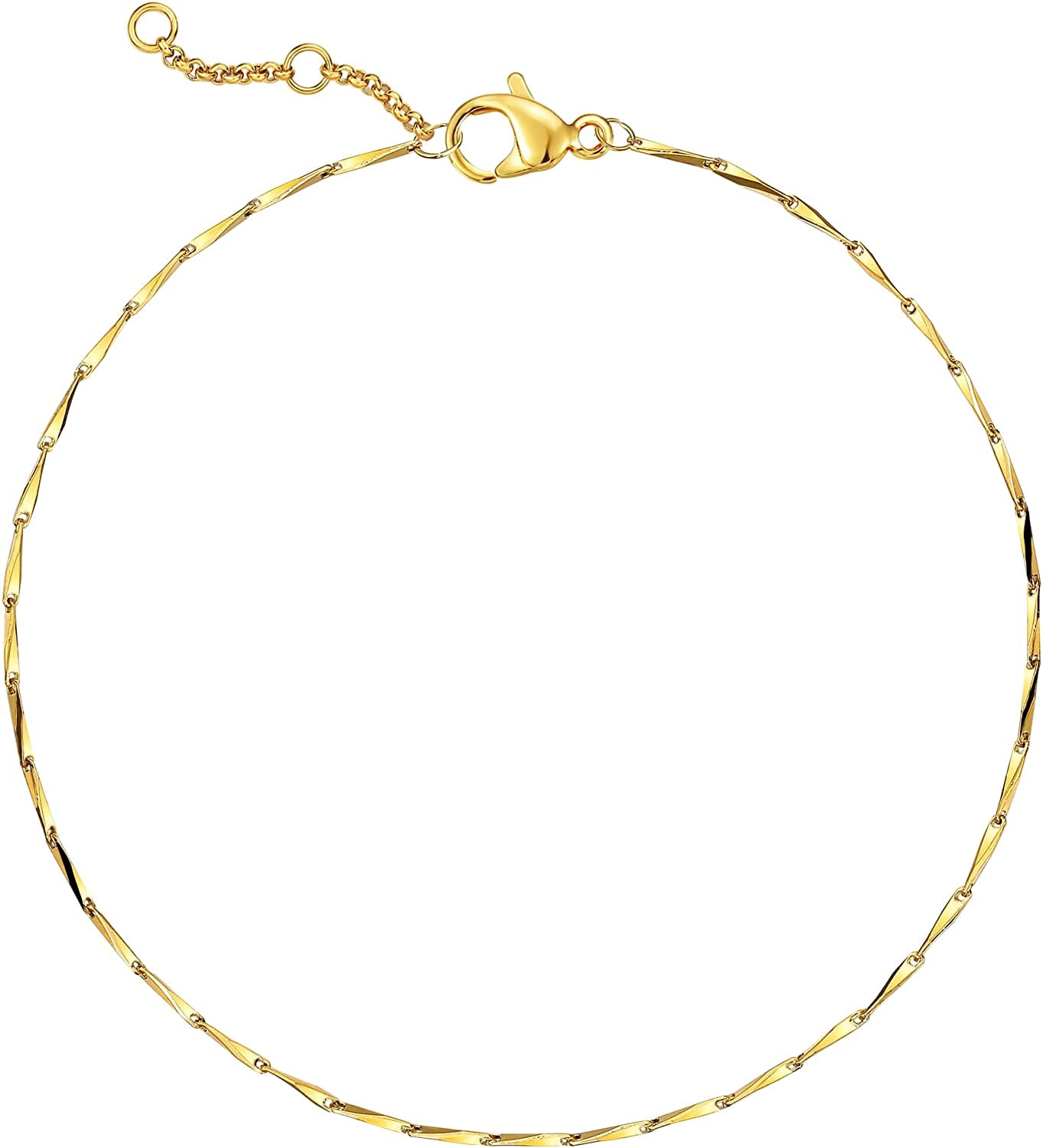 LOYATA Dainty Ankle Bracelet,14K Gold Plated Tiny Bead Anklet Dainty White Cubic Zirconia Cross Tassel Foot Chain Cute Lucky Moon Evil Eye Foot Jewelry Boho Anklets for Women Apparel & Accessories > Jewelry > Anklets LOYATA Thin Chain-A