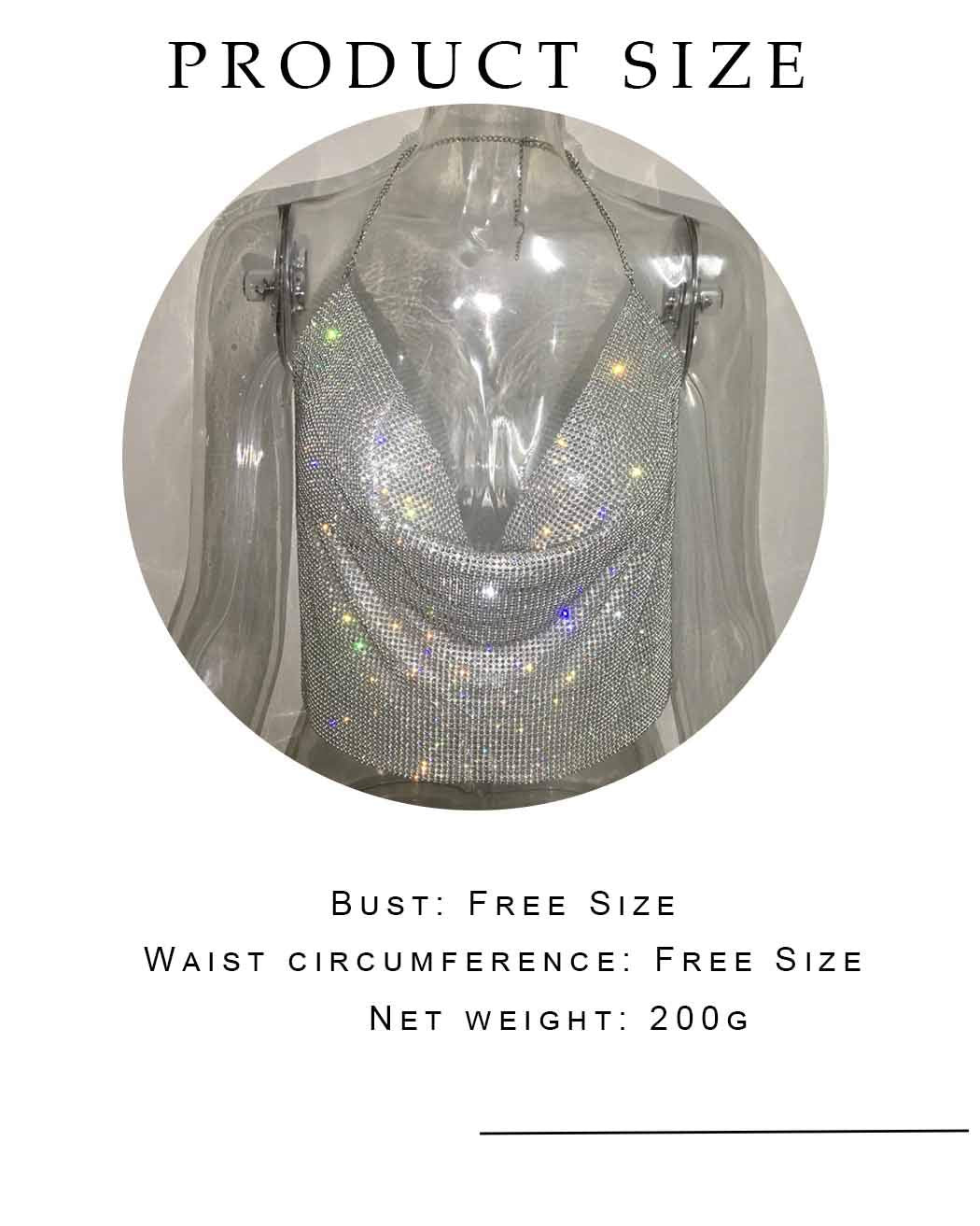 Jeweky Halloween Crystal Bra Chain Silver Clothing Body Chains Biniki Backless Nightclub Rave Body Accessories Jewelry for Women and Girls Apparel & Accessories > Jewelry > Body Jewelry Artist Unknown