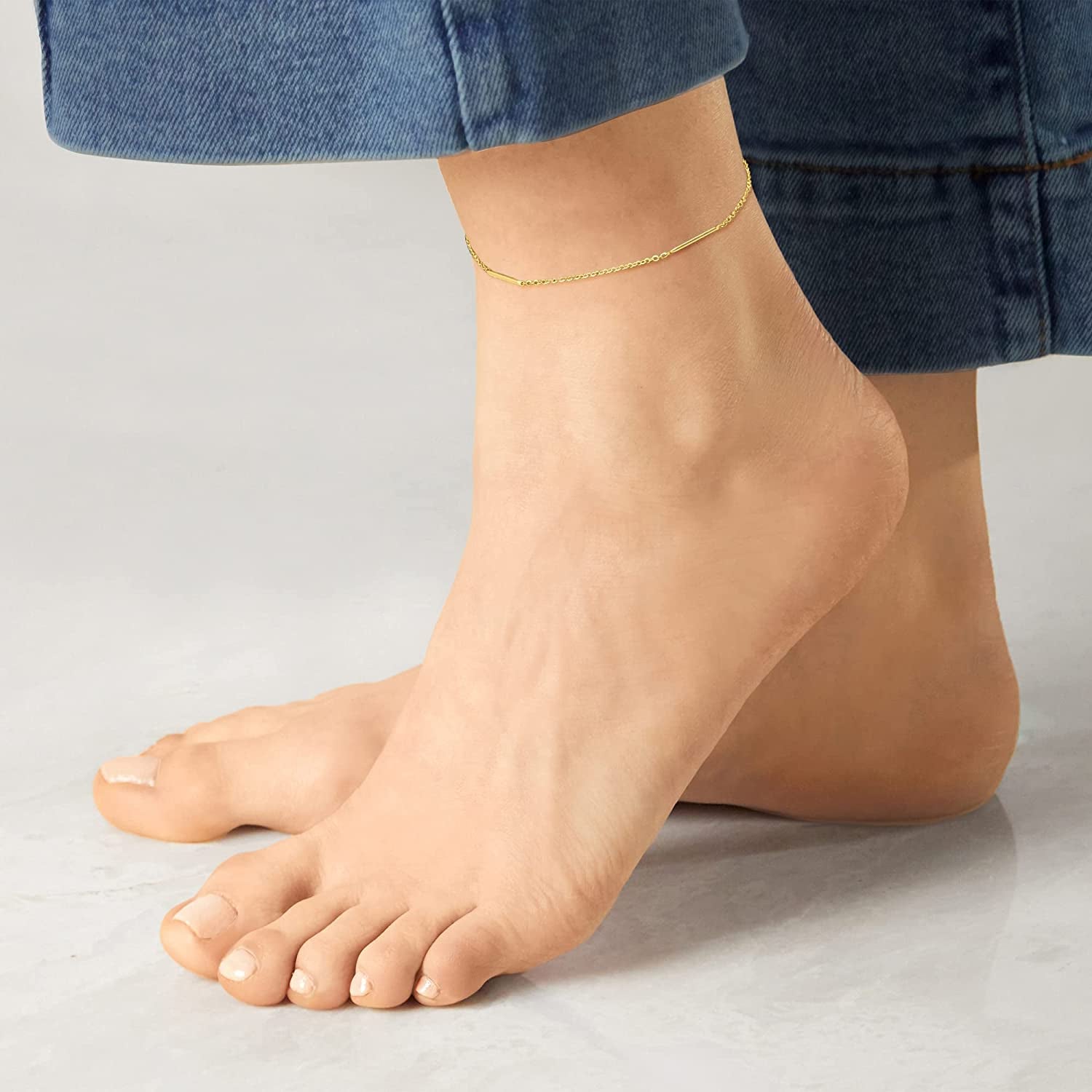 RS Pure by Ross-Simons Italian 14Kt Yellow Gold Station Bar Anklet. 9 Inches Apparel & Accessories > Jewelry > Anklets Ross-Simons