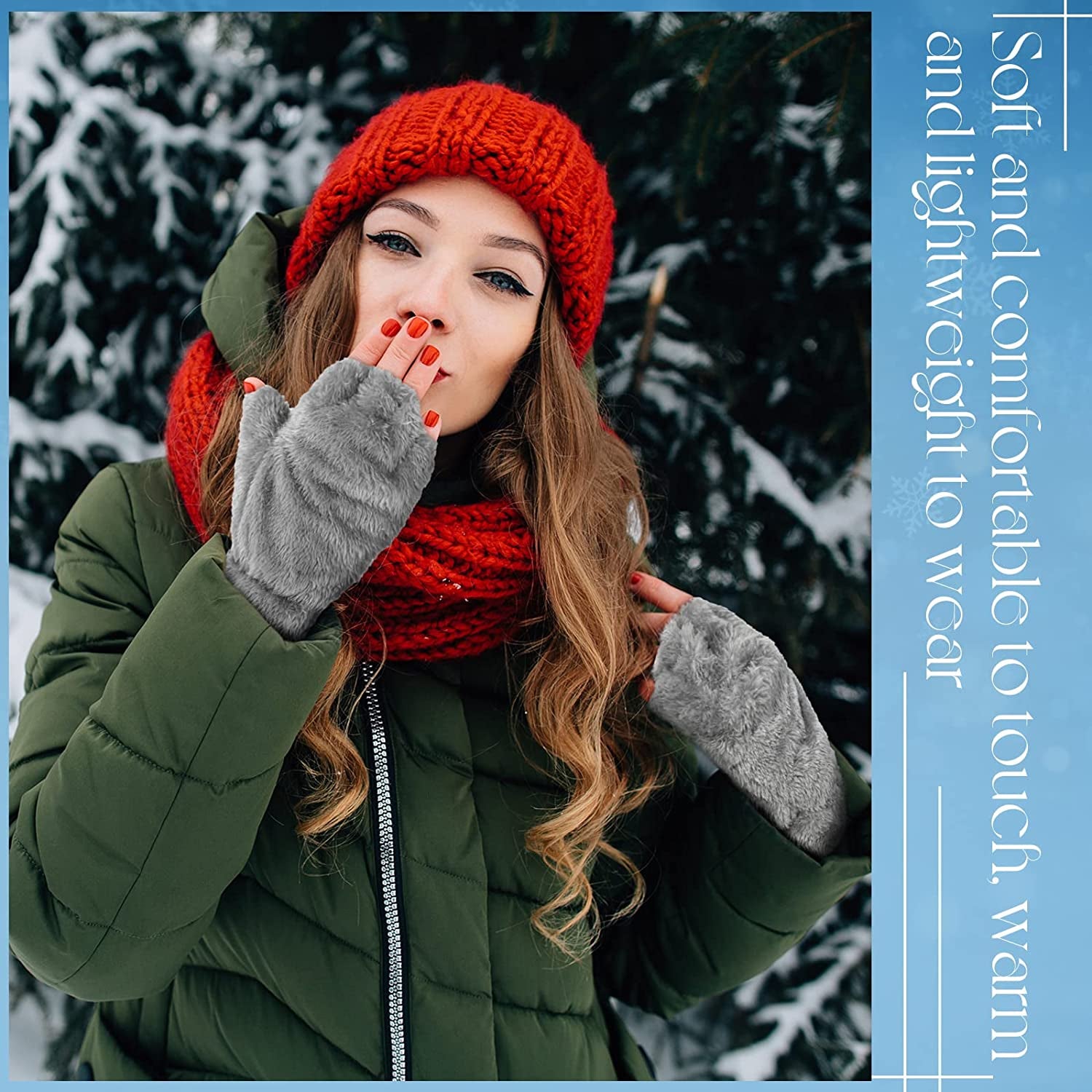 SATINIOR 6 Pairs Cat Paw Gloves Fingerless Faux Fur Plush Gloves Mittens Winter Warm Half Finger Gloves Cute Cat Paw Cosplay Gloves Fuzzy Plush Gloves for Women Girls (Black, Grey, Pink, Brown, Navy) Apparel & Accessories > Clothing Accessories > Gloves & Mittens SATINIOR