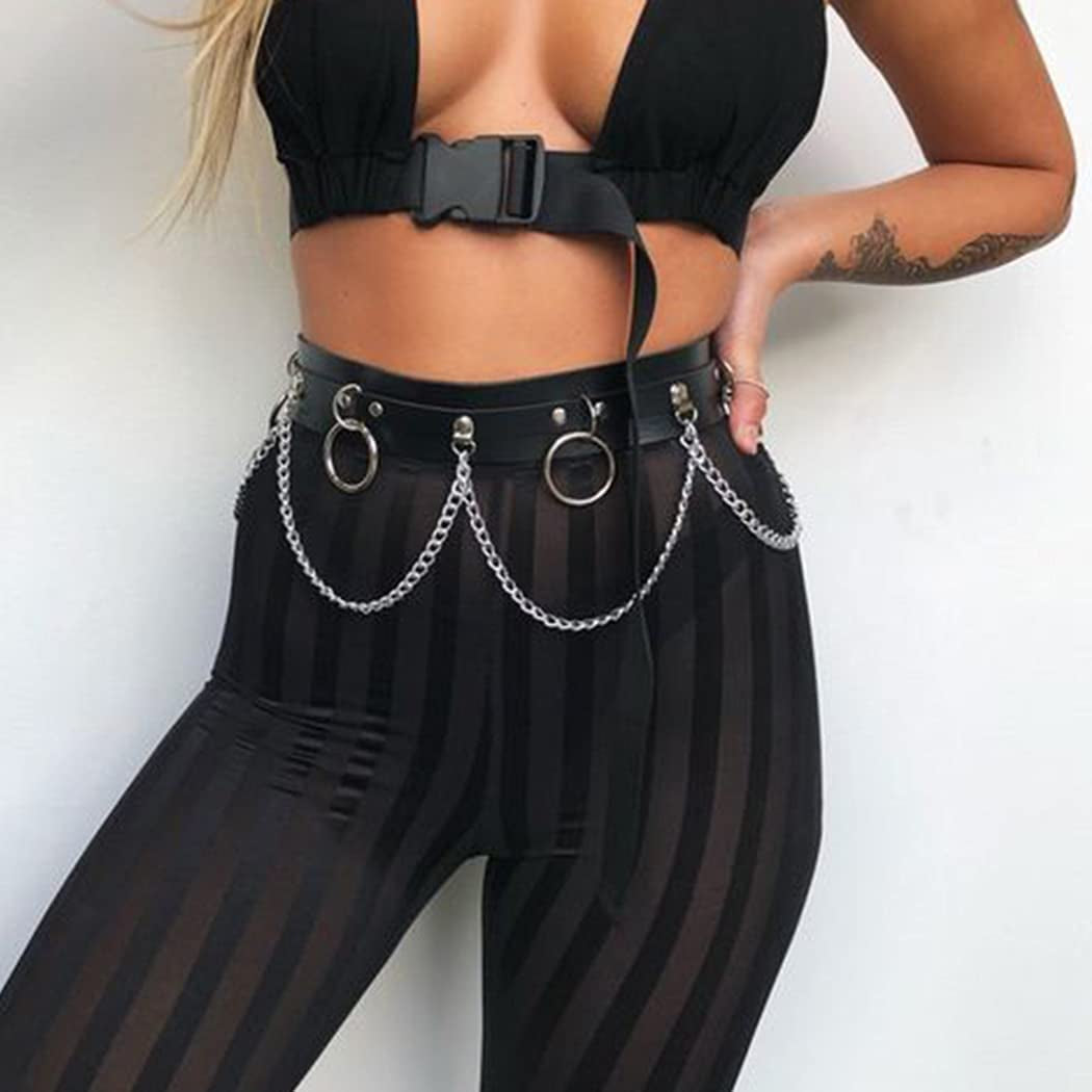 Relbcy Punk Waist Chain Belt Layered Leather Body Harness Chains Rave Body Belts Waist Accessories for Women and Girls Apparel & Accessories > Jewelry > Body Jewelry RELBCY