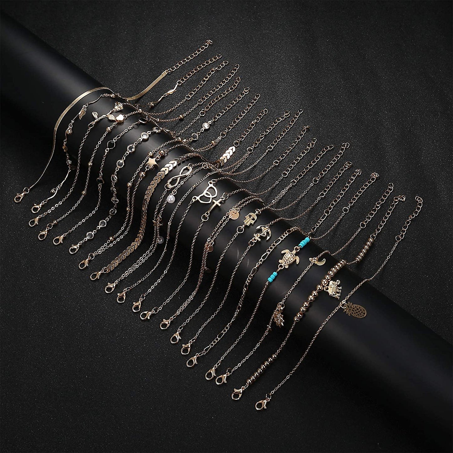 LOYALLOOK 20Pcs Ankle Bracelets for Women Adjustable Beach Anklet Set Star Heart Turtle Infinite Anklets Apparel & Accessories > Jewelry > Anklets LOYALLOOK