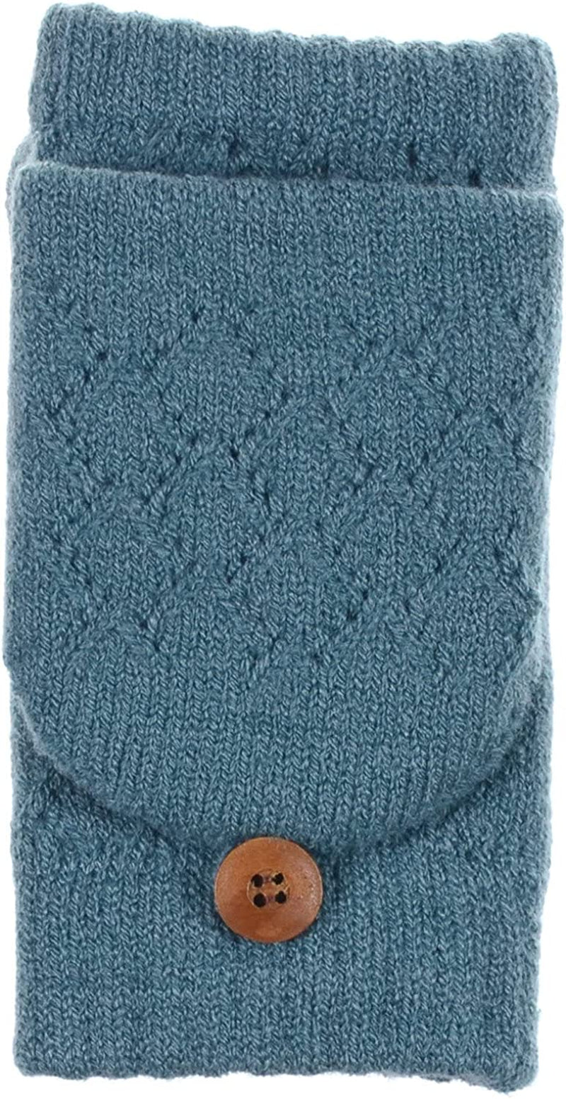 BYOS Women'S Winter Cozy Diamond Pattern Fleece Lined Flip Top Convertible Knit Gloves Mittens Apparel & Accessories > Clothing Accessories > Gloves & Mittens Be Your Own Style