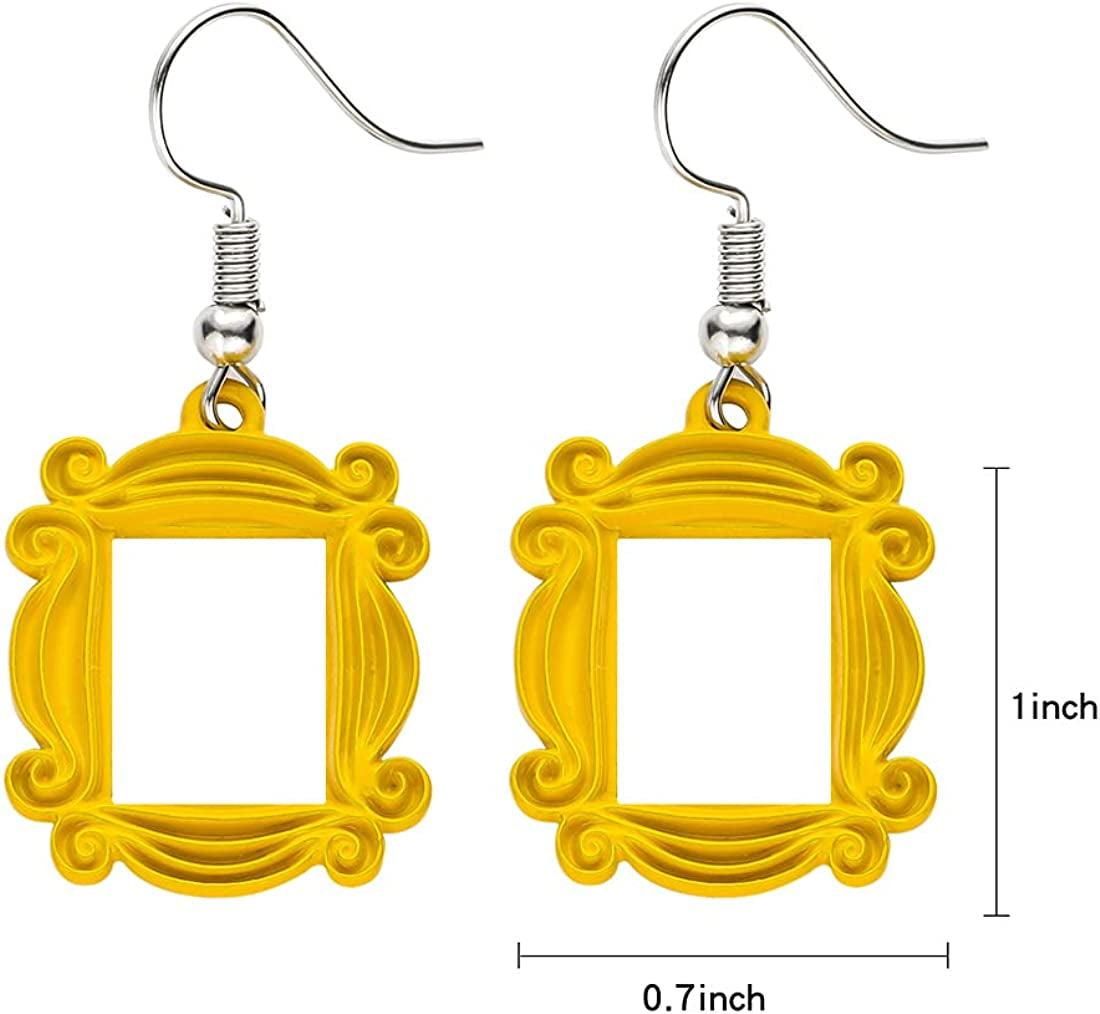 Sphers Friends Earrings TV Show Merchandise Friends Themed Frame Earrings Monica Door Frame Drop Earrings Gifts for Women Best Friends Apparel & Accessories > Jewelry > Earrings Sphers