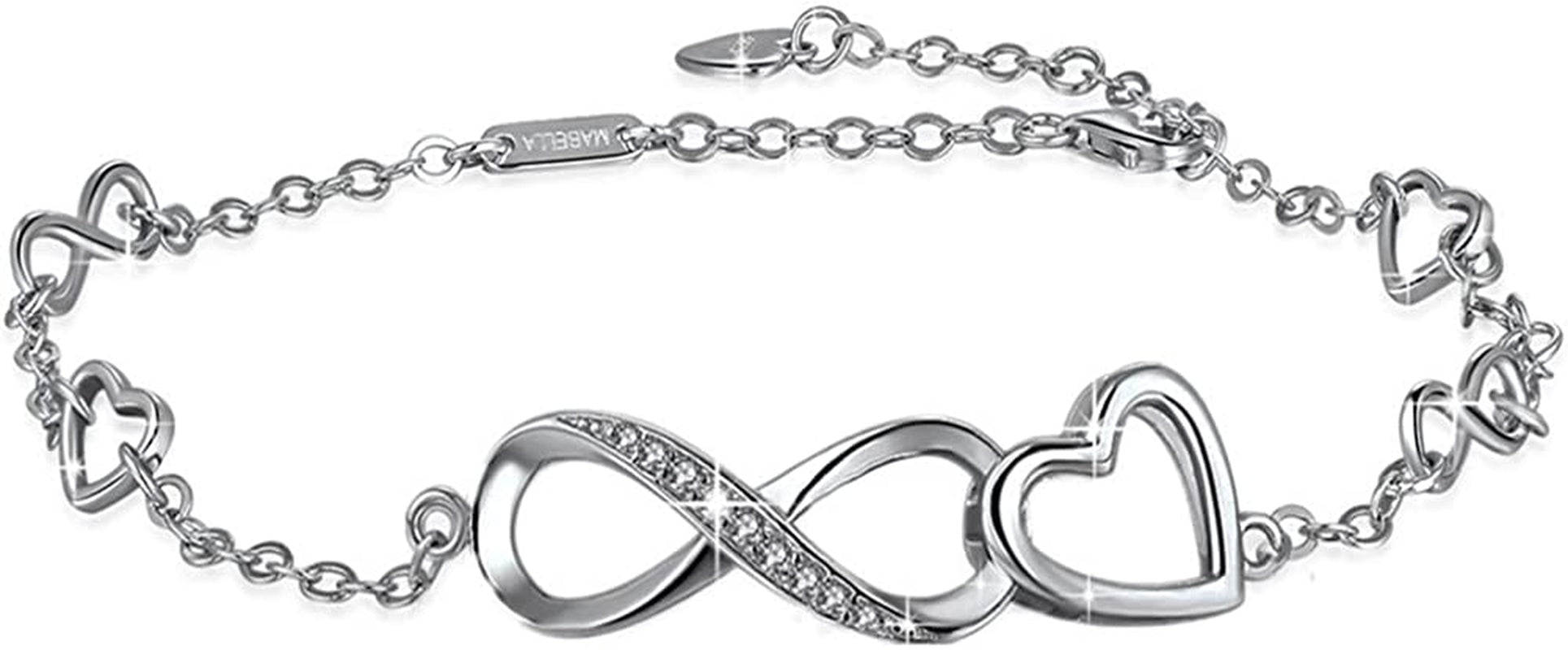 MABELLA Anklets Bracelet 18K Gold Plated Sterling Silver Adjustable Infinity Endless Love Heart Charm Jewelry Gifts for Her Apparel & Accessories > Jewelry > Anklets MABELLA