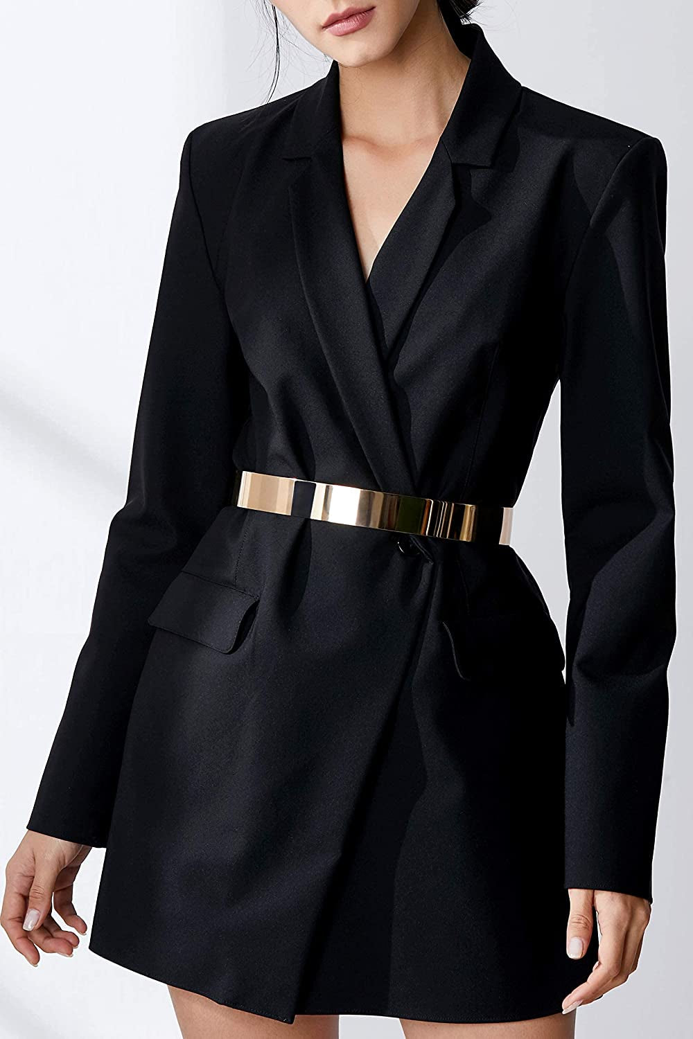 BABEYOND Metal Waistband Skinny Belt Adjustable Waist Strap Belt for Dress (Style-10-Gold, Large) Apparel & Accessories > Clothing Accessories > Belts KYLIE MAX