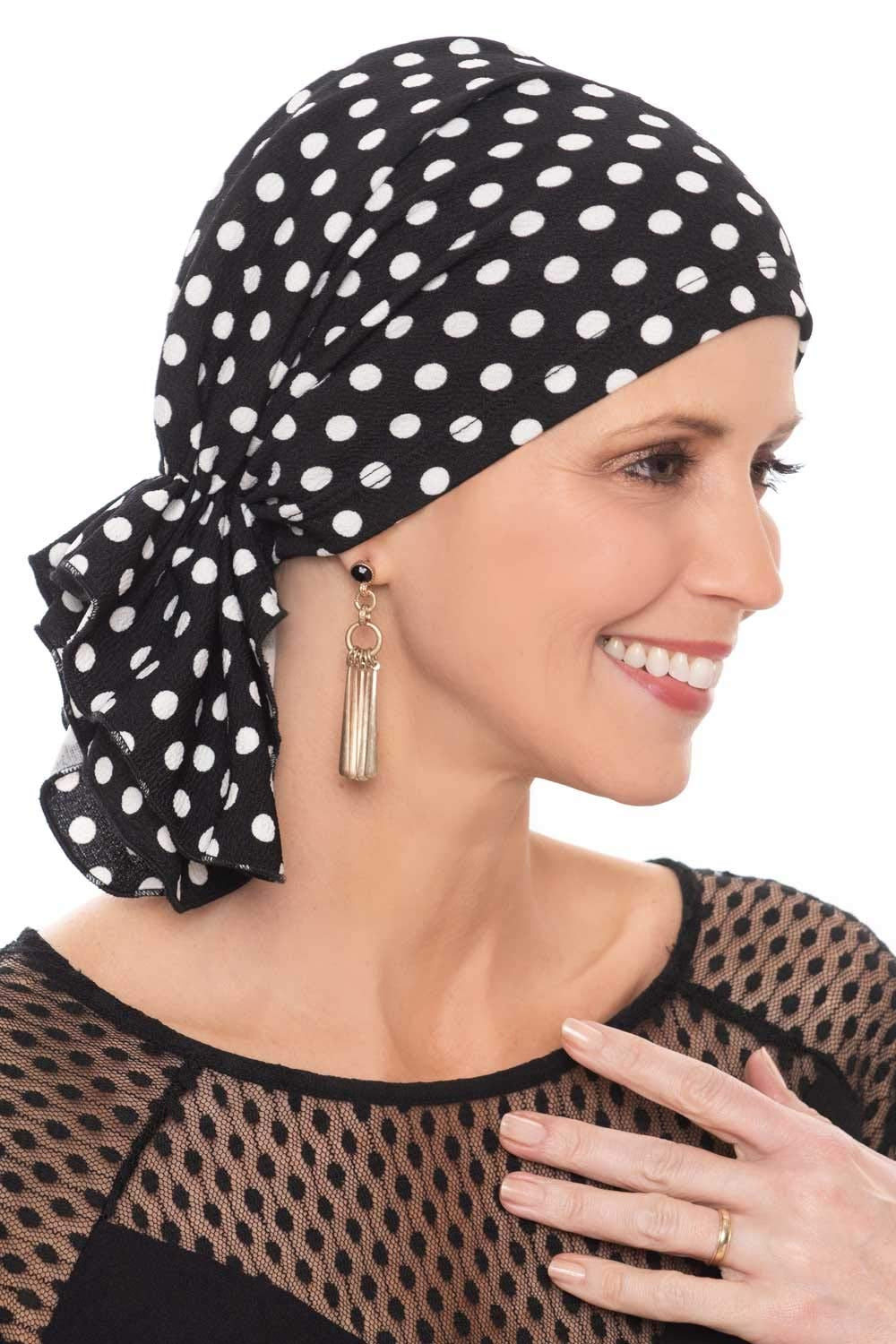 Slip-On Slinky-Cancer Headwear for Women by Headcovers Unlimited Apparel & Accessories > Clothing Accessories > Headwear Headcovers Unlimited Black/White Polka Dot One Size
