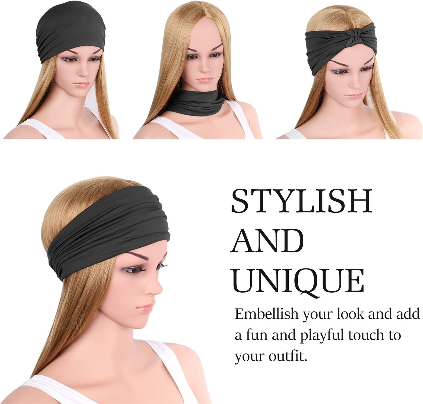 Moko Headband for Women, Versatile Turban Headband Hair Wrap Multi-Style Casual Sports Headwear, Stretchy Breathable Moisture Wicking Microfiber Head Wrap for Workout, Running, Yoga Apparel & Accessories > Clothing Accessories > Headwear MoKo