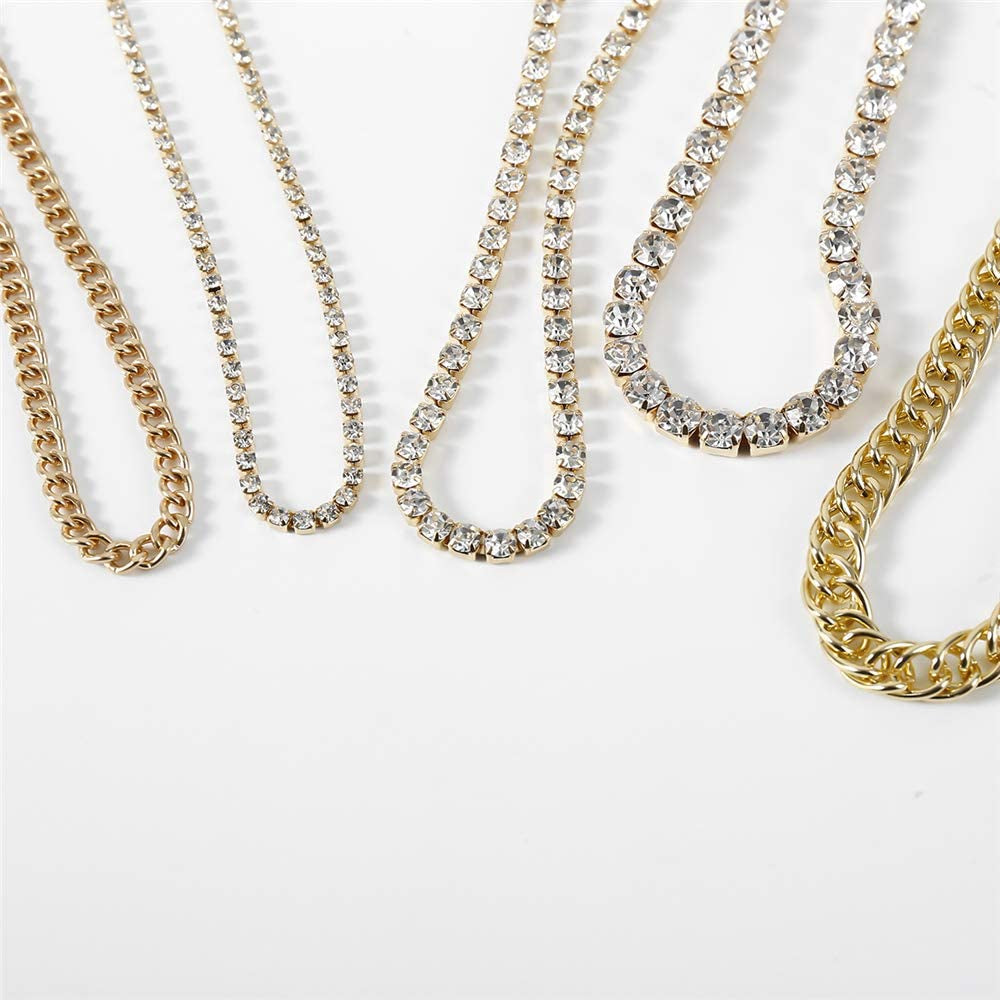 Kelistom Cuban Link Rhinestone Tennis Anklet Set for Women Teen Girls, 18K Gold or White Gold Plated Chain Ankle Bracelets for Women with Extension Apparel & Accessories > Jewelry > Anklets kelistom