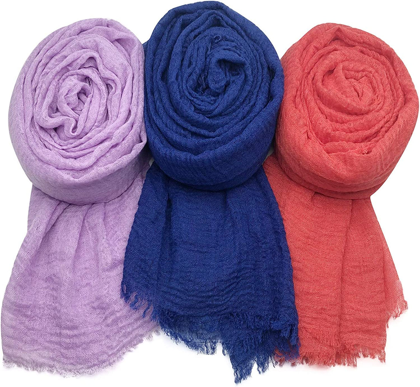 MANSHU 3 PCS Women Soft Scarf Shawl Long Scarf. Apparel & Accessories > Clothing Accessories > Scarves & Shawls MANSHU Dark Blue, Red ,Light Purple