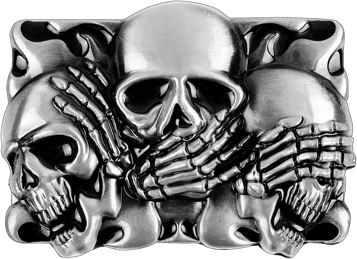Belt Buckles of Ghost Skeleton Pirate Skull Design Cowboy Style Apparel & Accessories > Clothing Accessories > Belt Buckles Moranse Three Skull Art