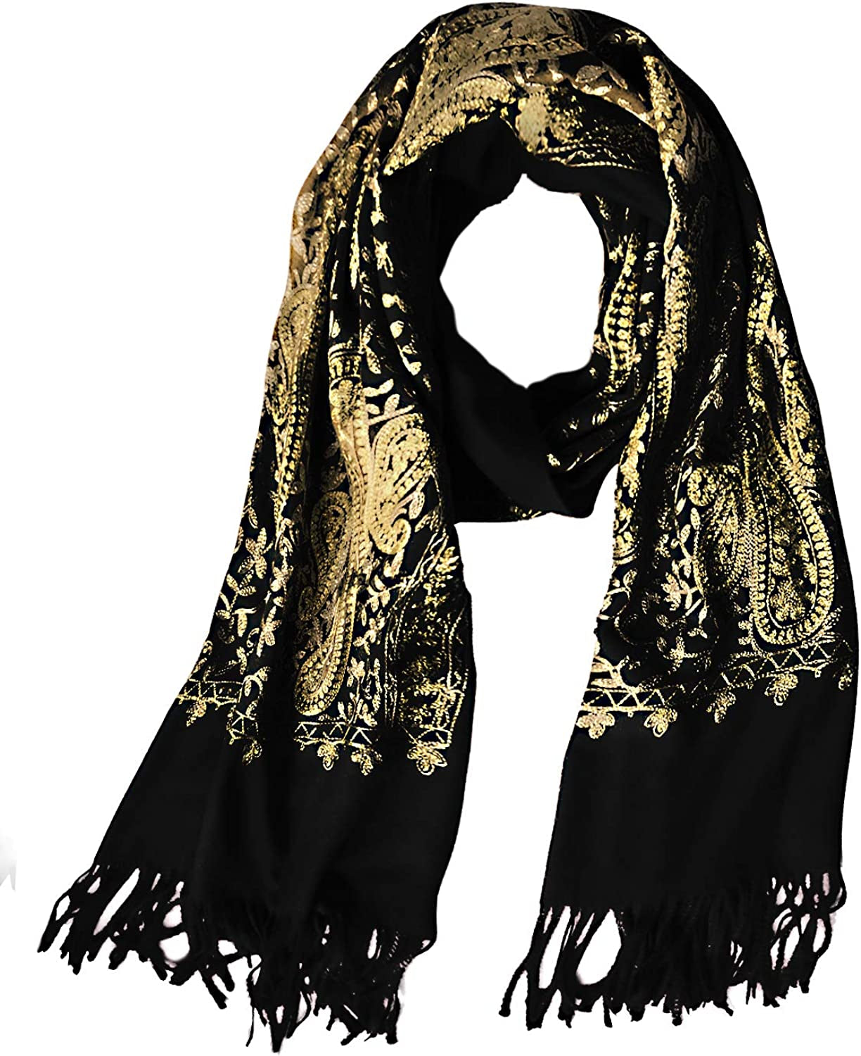 Women'S Embroidered Oversize Tassel Shawl Scarf Wraps for Women Apparel & Accessories > Clothing Accessories > Scarves & Shawls Urban CoCo #3-black