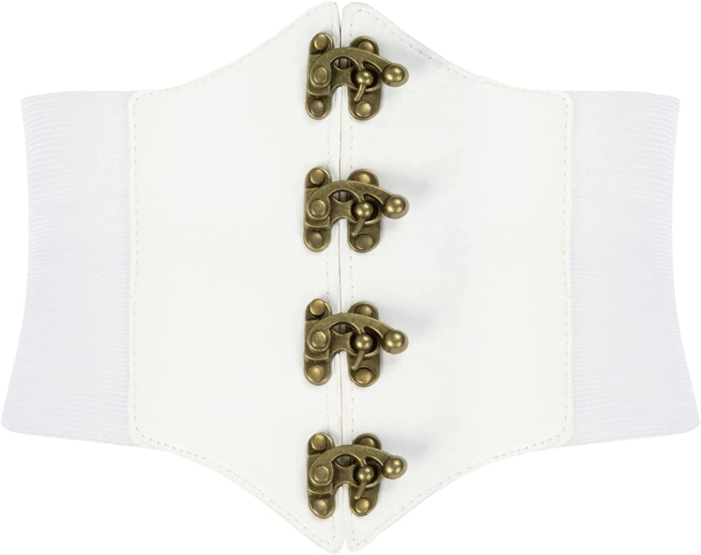 SCARLET DARKNESS Womens Steampunk Pirate Costumes Corset Belts Retro Buckle Wide Waist Cincher Apparel & Accessories > Clothing Accessories > Belts Scarlet Darkness White Medium
