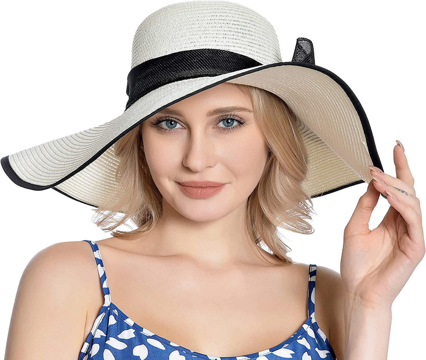 Muryobao Womens Sun Straw Hat Wide Brim UV UPF 50 Summer Hat Foldable Roll up Floppy Beach Cap for Women Apparel & Accessories > Clothing Accessories > Hats Muryobao