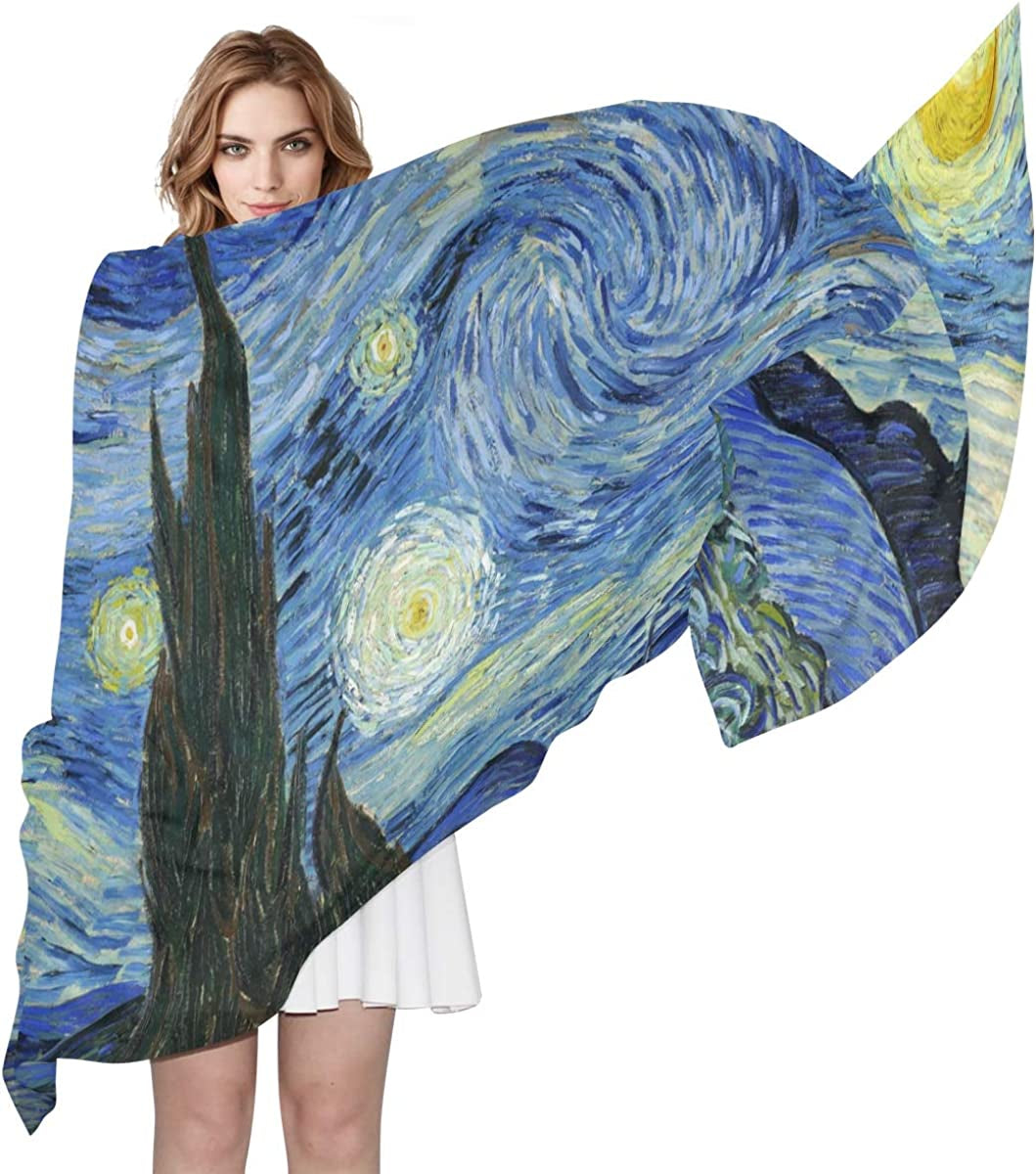 SEULIFE Women'S Scarf Van Gogh Starry Night, Lightweight Scarf Sheer Shawl Wrap Apparel & Accessories > Clothing Accessories > Scarves & Shawls SEULIFE
