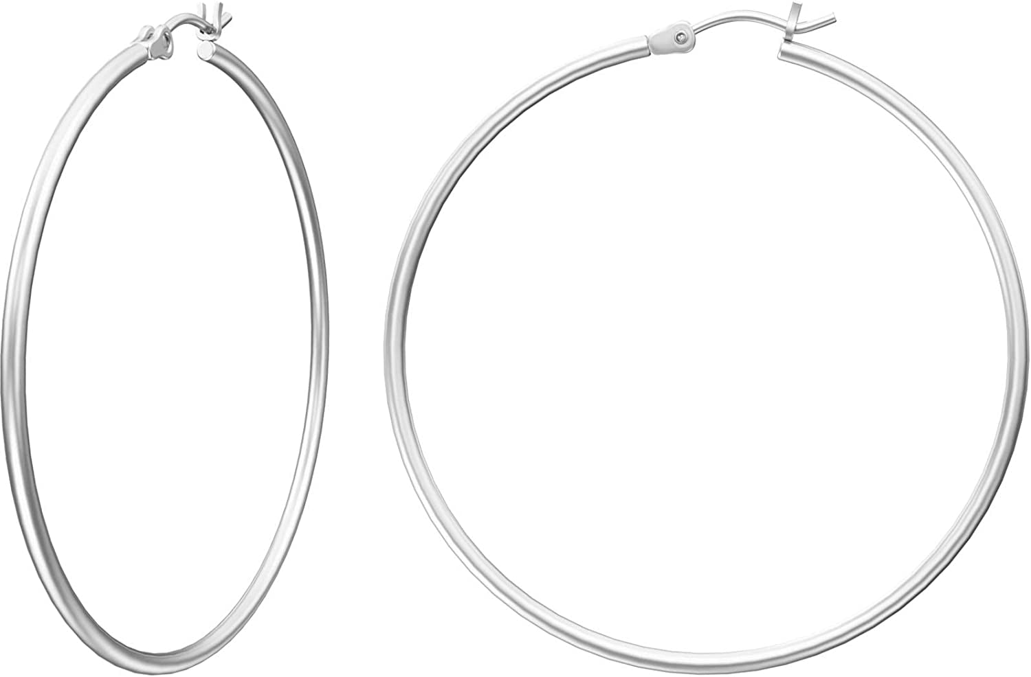Gacimy Gold Hoop Earrings for Women 14K Real Gold Plated Hoops with 925 Sterling Silver Post Apparel & Accessories > Jewelry > Earrings Gacimy Silver 50mm
