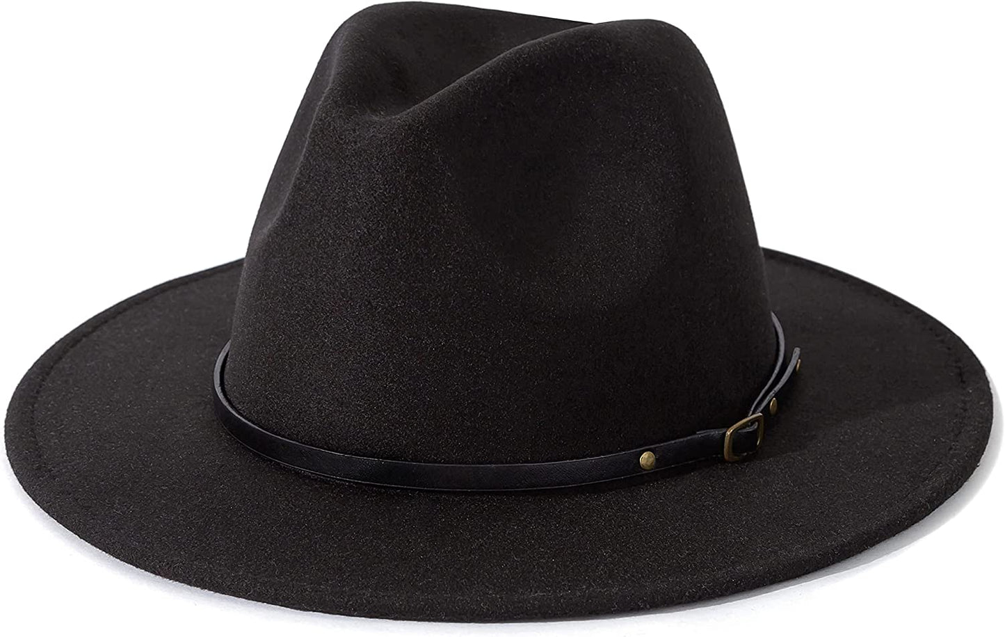 Lisianthus Women Belt Buckle Fedora Hat Apparel & Accessories > Clothing Accessories > Hats Lisianthus Black