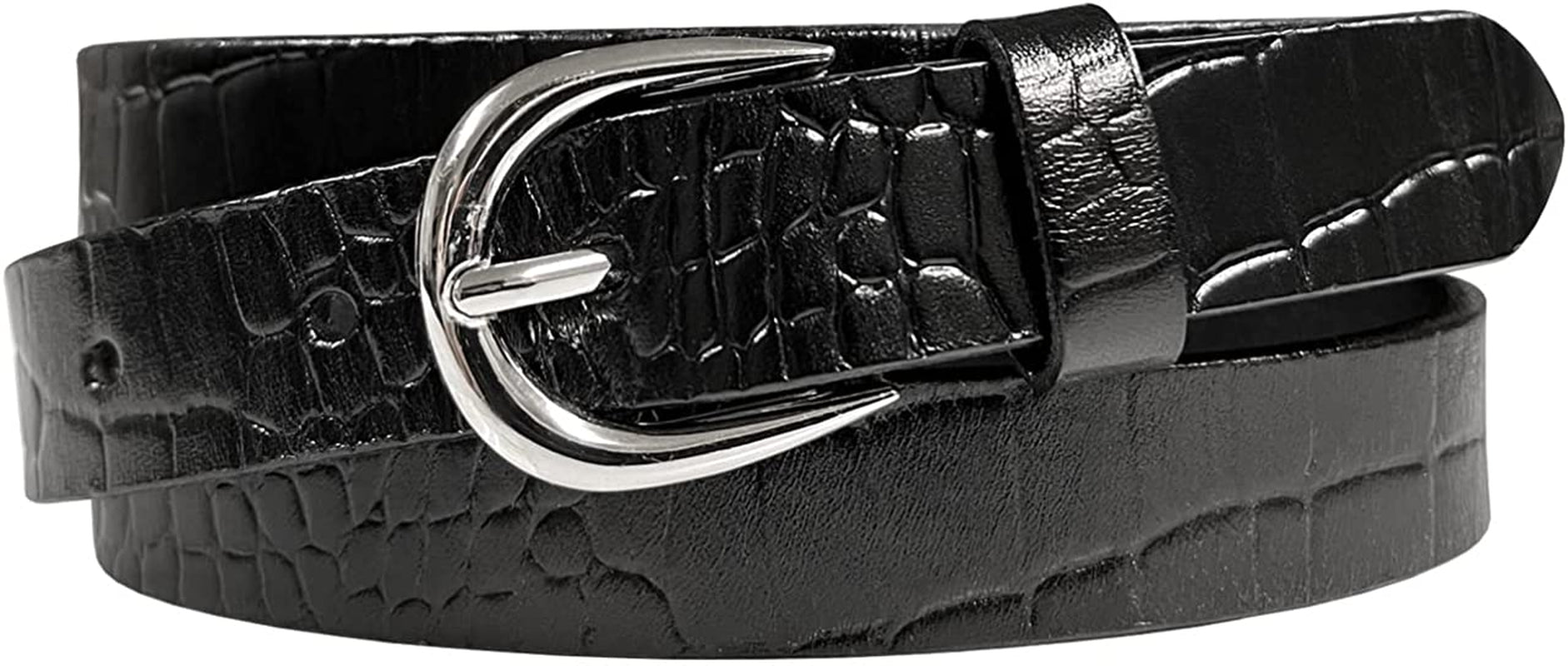 Women'S Dress Belt Casual Fashion Waist Skinny Belt 1"(25Mm) Wide, Multi-Style Options Apparel & Accessories > Clothing Accessories > Belts Belts.com Style 1 - Premium Leather Alligator Black 34