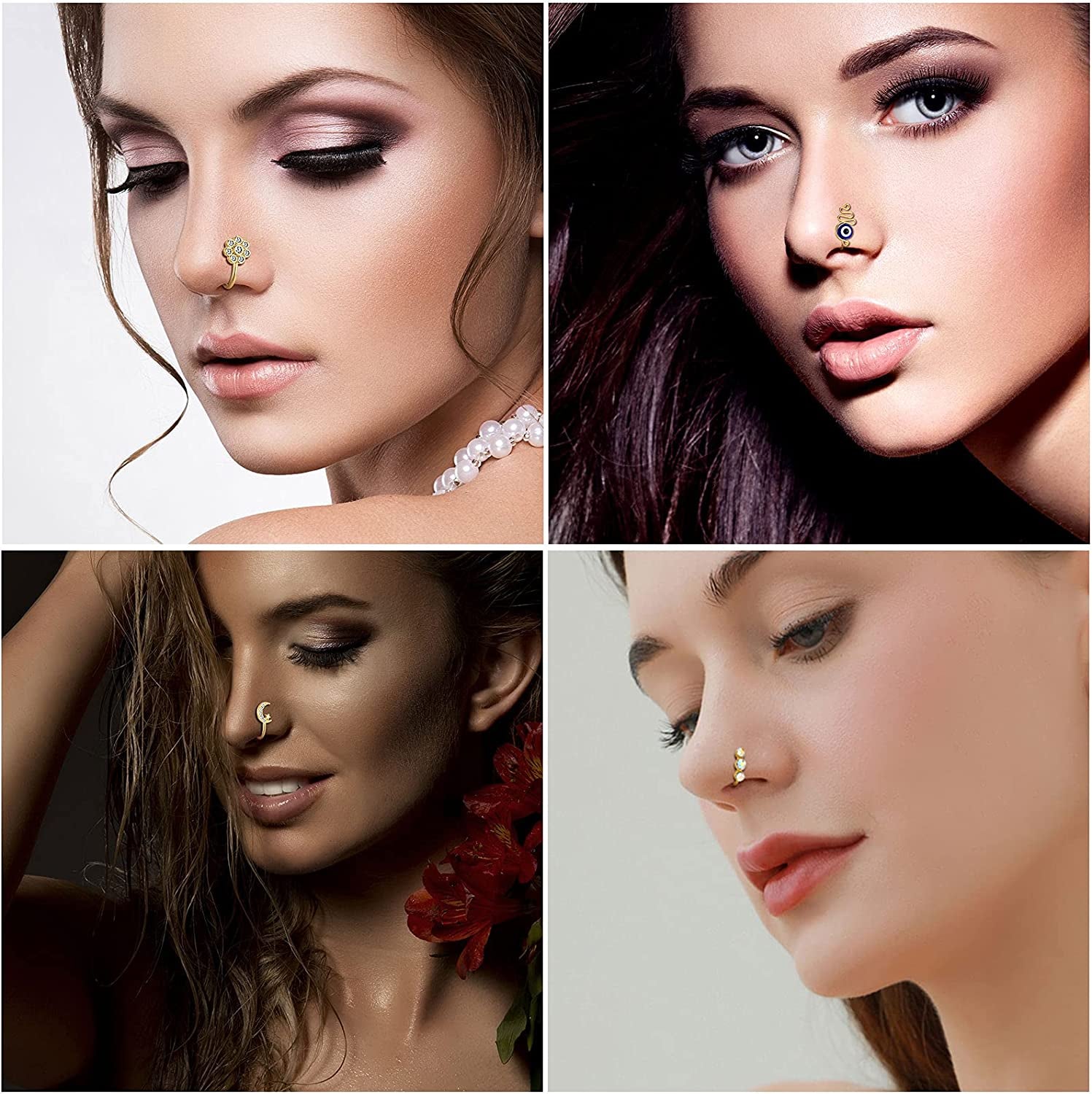 TAMHOO 25Pcs Fake Septum Fake Nose Ring Hoop for Women - Magnetic Nose Ring Nose Cuffs for Non Pierced Nose Apparel & Accessories > Jewelry > Body Jewelry TAMHOO