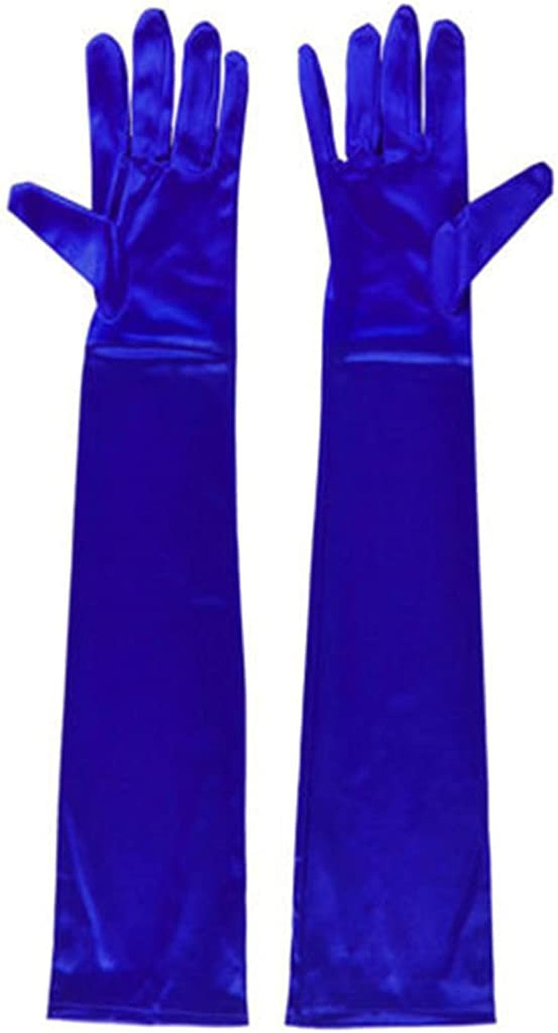 Dreamhigh Women'S Evening Party Mittens 21 " Long Black / White Satin Finger Gloves Apparel & Accessories > Clothing Accessories > Gloves & Mittens DreamHigh