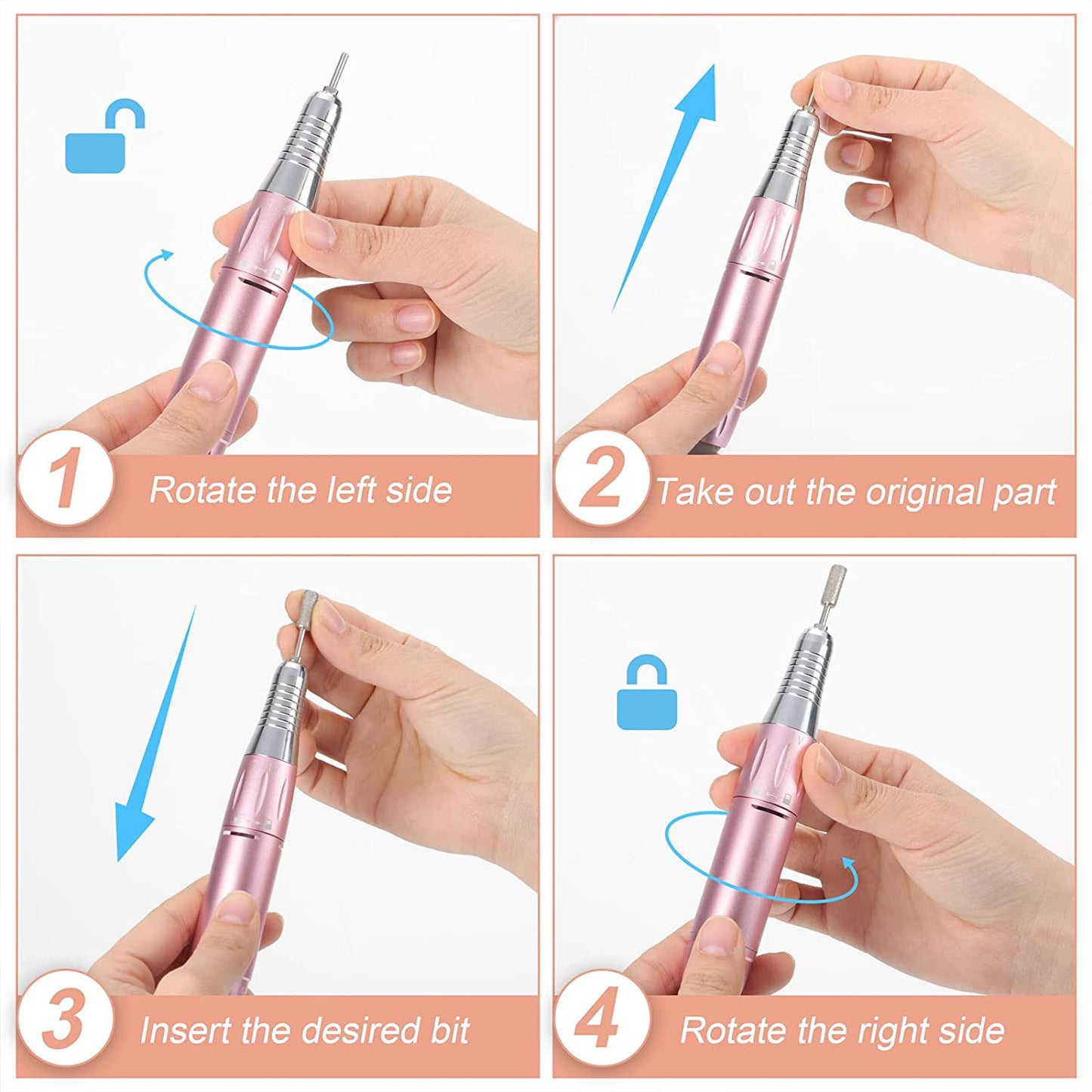 Rechargeable Nail Drill Electric Nail File, Professional 35000RPM Nail Drills for Acrylic Nails, Portable Electric E File for Gel Nails, Manicure Pedicure Polishing Shape Tools with 11Pcs Drill Bits Health & Beauty > Personal Care > Cosmetics > Cosmetic Tools > Nail Tools ZXNZX