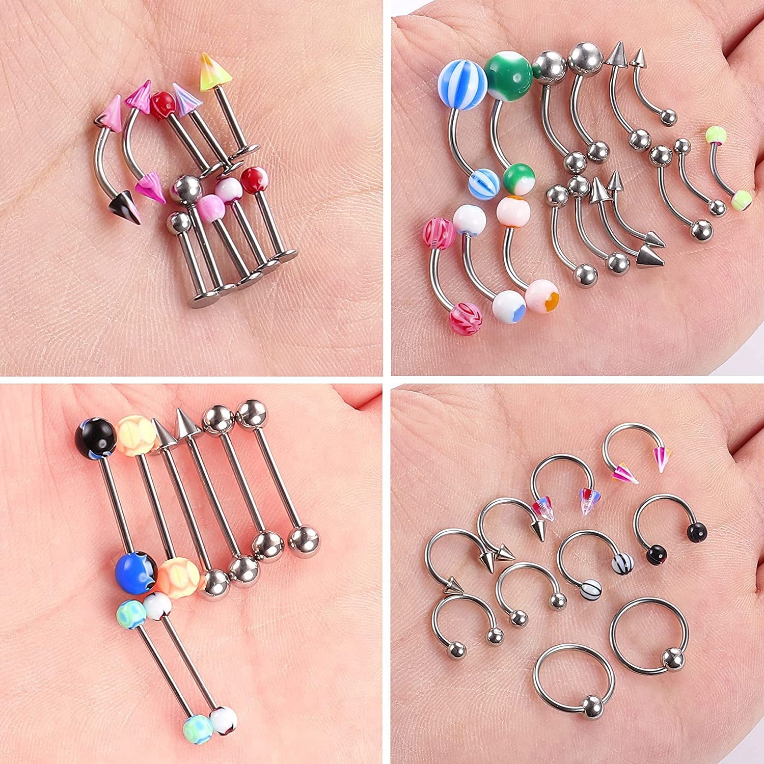 Ubjuliwa 148Pcs - 185Pcs Body Piercing Jewelry for All Piercings, Tongue Nipple Rings Eyebrow Lip Belly Button Barbell Nose Piercing Tragus Navel Body Jewelry for Women Piercings 14G-18G Apparel & Accessories > Jewelry > Body Jewelry Ubjuliwa