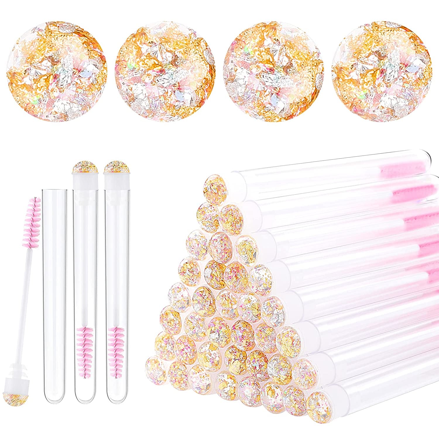 Dming 10Pcs Eyelash Brush Lash Wand Makeup Tool Eyelash Extension Supplies Cleaning Brush Diamond Mascara Mix Color Health & Beauty > Personal Care > Cosmetics > Cosmetic Tools > Makeup Tools Dming foil pink 50 Count (Pack of 1)