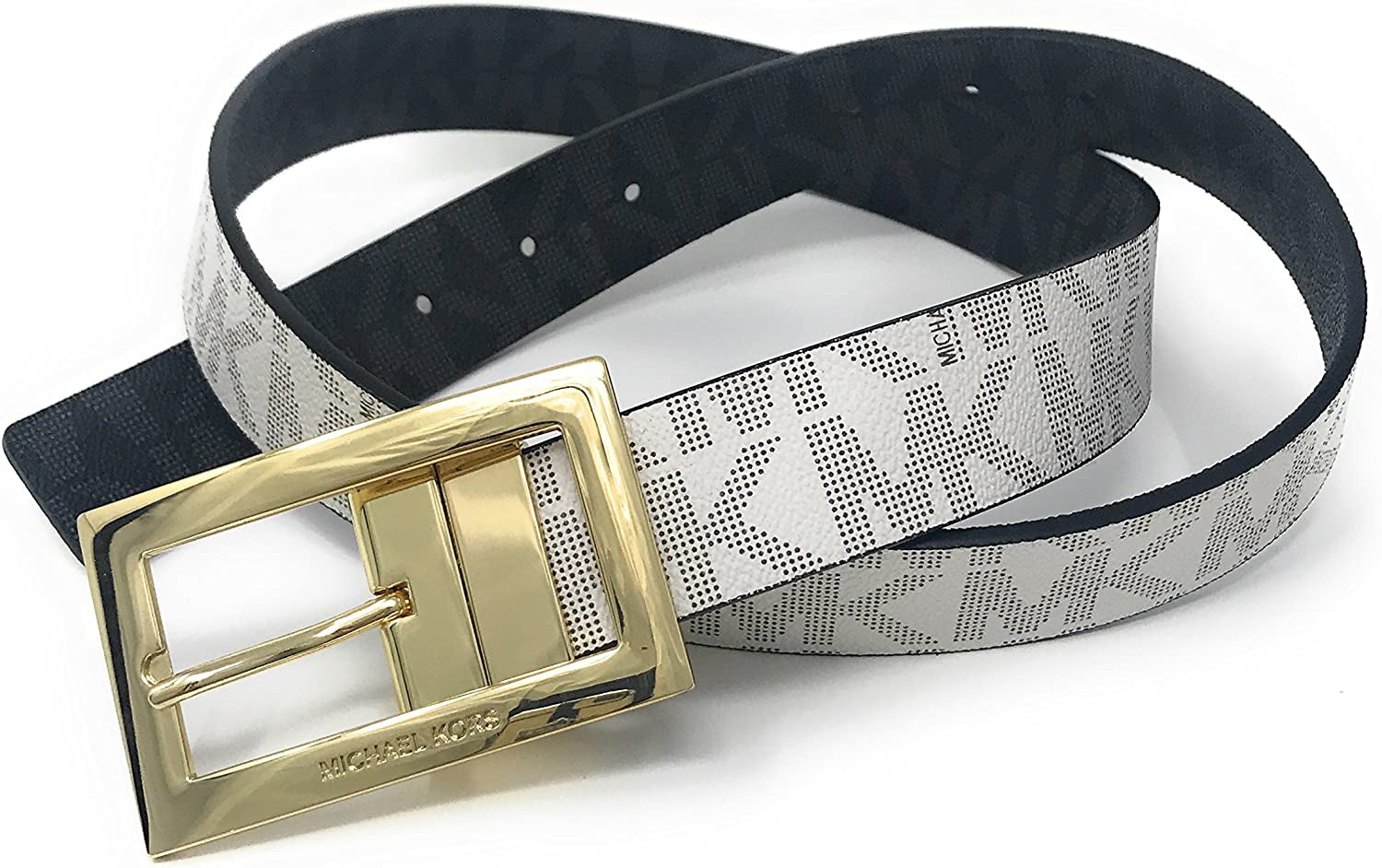 Michael Kors Womens Rectangle Buckle Reversible Mk Logo Belt Apparel & Accessories > Clothing Accessories > Belts Michael Kors