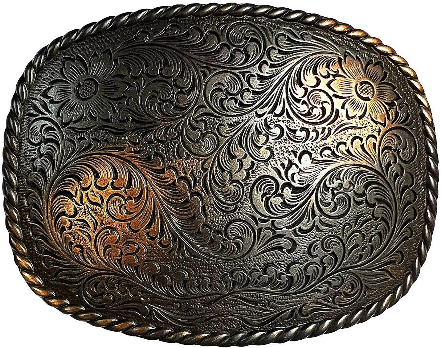 Western Antique Floral Engraved Rope Edge Design Belt Buckle Fits 1-1/2"(38Mm) Wide Belt Apparel & Accessories > Clothing Accessories > Belt Buckles Belts.com Copper