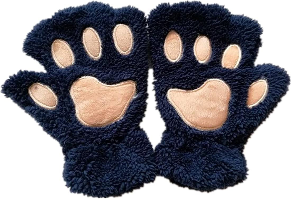Mizhome Cat Bear Plush Claw Paw Mitten Soft Winter Gloves Costume Apparel & Accessories > Clothing Accessories > Gloves & Mittens MizHome Navy Blue