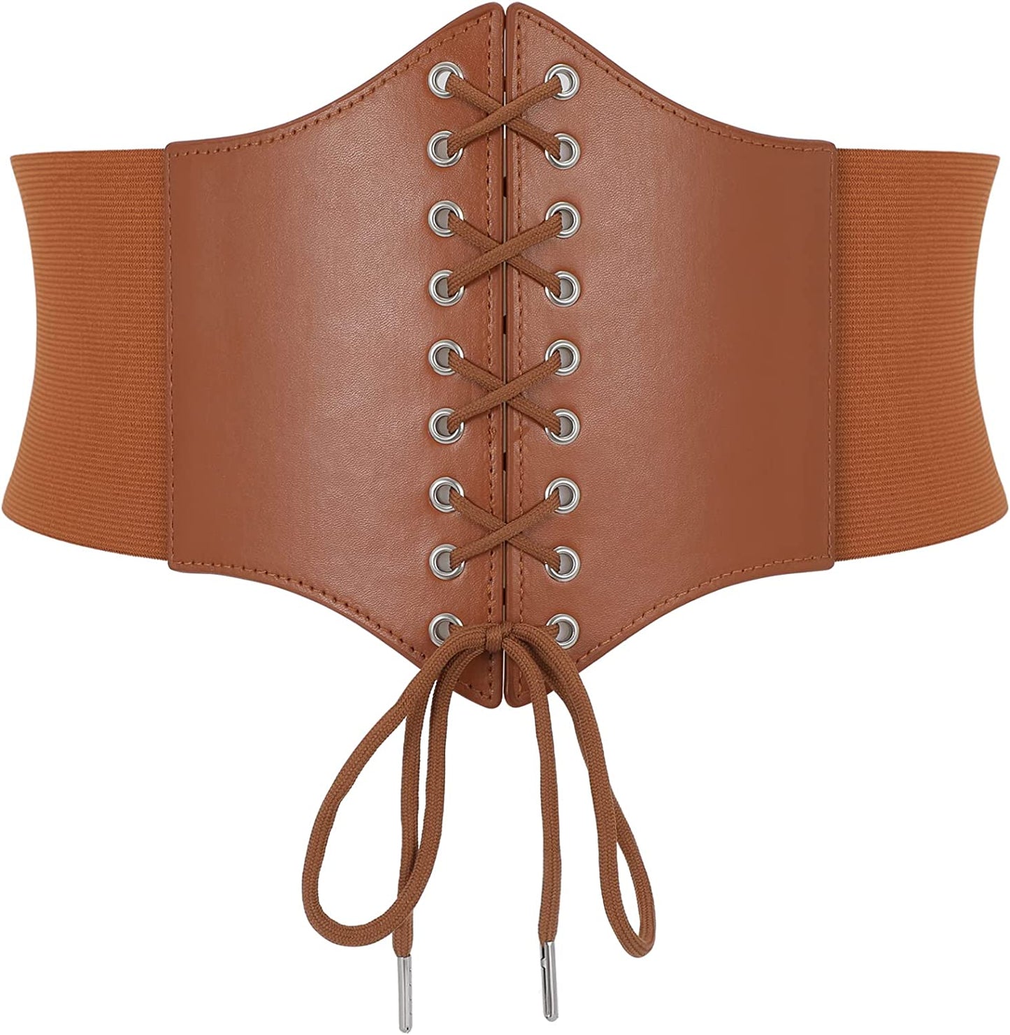 Corset Belt for Women Lace up Elastic Leather Waist Corset Tied Waspie Belt for Renaissance Pirate Halloween Costume Apparel & Accessories > Clothing Accessories > Belts WOWOGO 3-brown Fit Waist Size 36"-39"