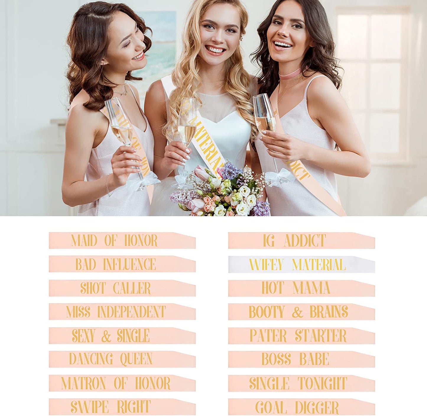 Bachelorette Party Sashes Bride Tribe Funny Bridesmaid Sash for Hen Party Bridal Shower Engagement Wedding Apparel & Accessories > Clothing Accessories > Sashes Snsowed