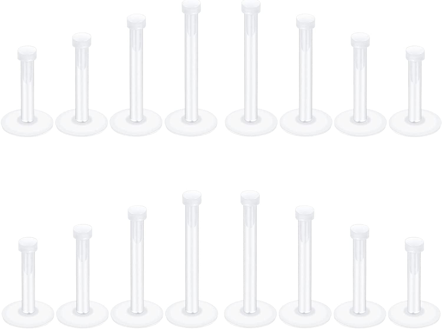 Oveta Clear Piercing Retainers Flexible Bioflex 14G 16G 20G Navel Belly Button Ring Lip Labret Piercings Retainer Eyebrow Tongue Barbells Cartilage Tragus Earrings Retainer 36-90PCS Apparel & Accessories > Jewelry > Body Jewelry Oveta 16pcs Lip Studs-Transparent