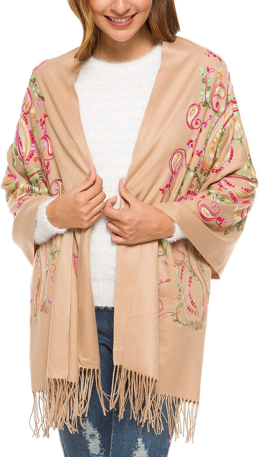 Women'S Embroidered Oversize Tassel Shawl Scarf Wraps for Women Apparel & Accessories > Clothing Accessories > Scarves & Shawls Urban CoCo