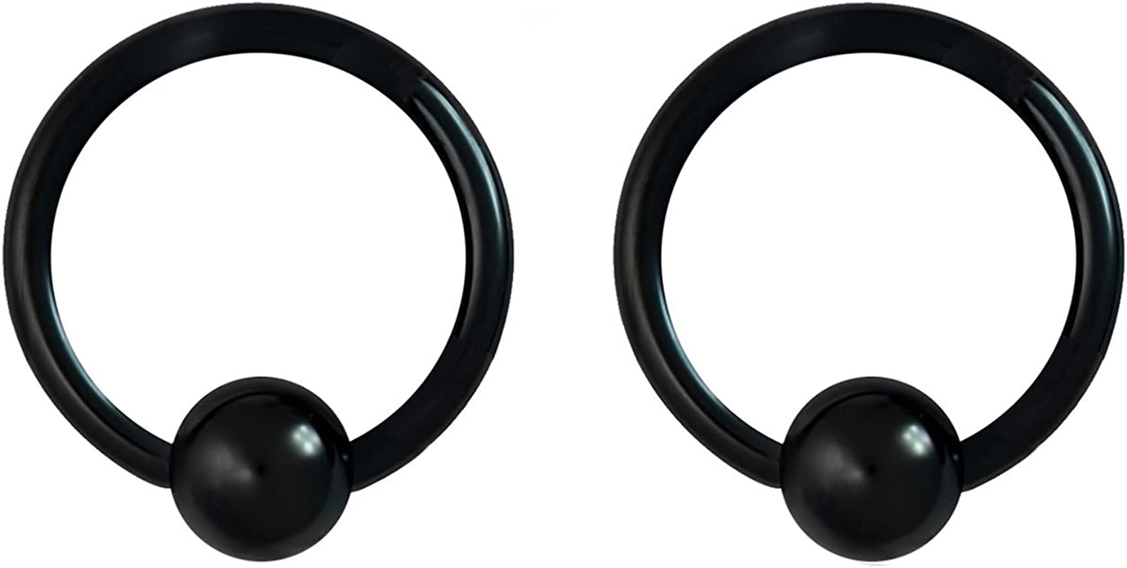 Forbidden Body Jewelry 316L Surgical Steel Captive Bead Piercing Hoop (Pair) 10G 12G 14G 16G 18G 20G, Diameter 6 to 12Mm Black and Rainbow Apparel & Accessories > Jewelry > Rings Forbidden Body Jewelry Black: 16g, 10mm