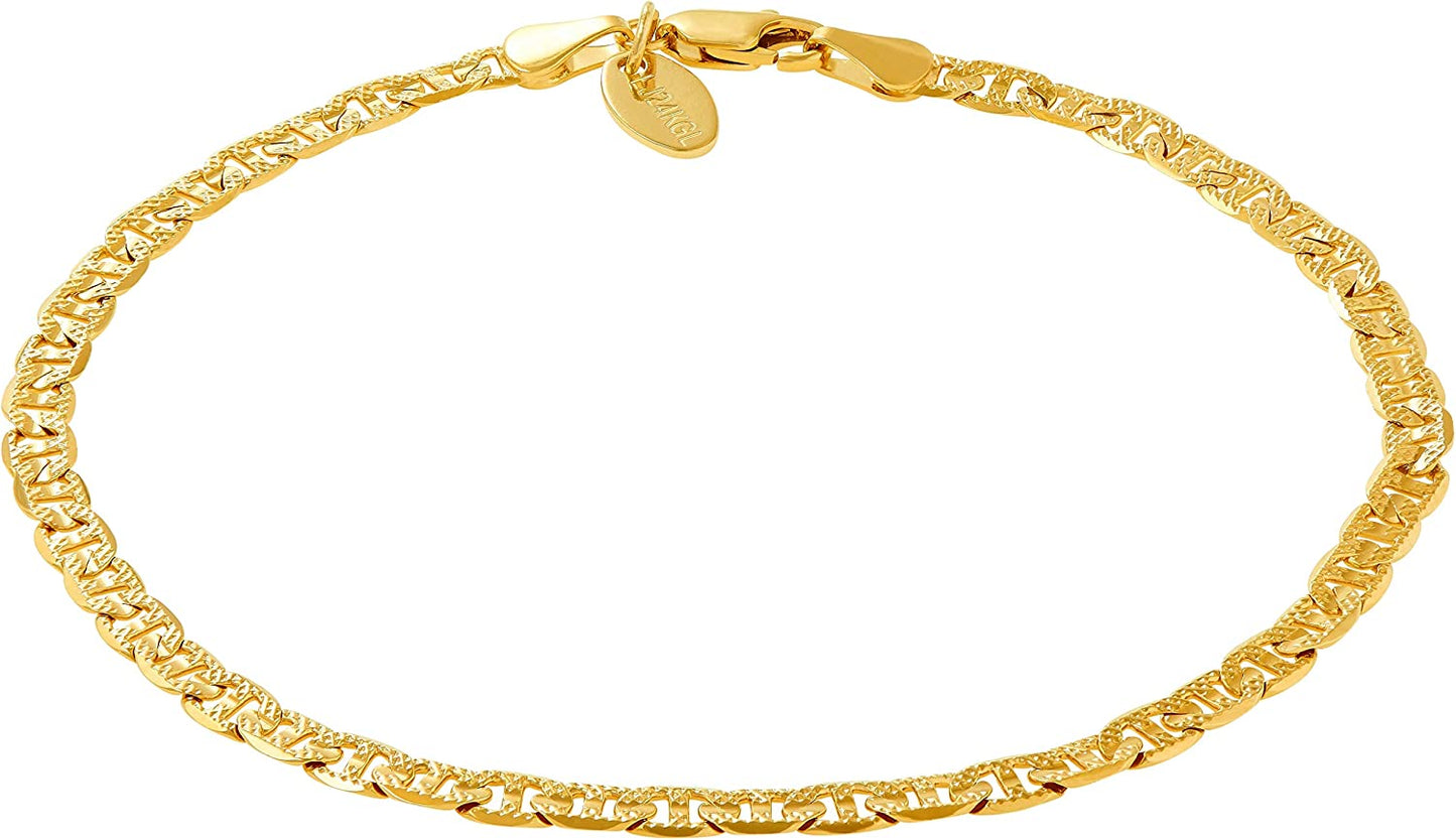 LIFETIME JEWELRY 4Mm Mariner Link Chain Anklet for Women & Men 24K Gold Plated Apparel & Accessories > Jewelry > Anklets LIFETIME JEWELRY Gold 11.0 Inches