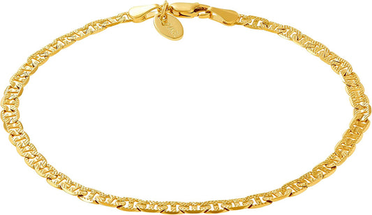 LIFETIME JEWELRY 4Mm Mariner Link Chain Anklet for Women & Men 24K Gold Plated Apparel & Accessories > Jewelry > Anklets LIFETIME JEWELRY Gold 11.0 Inches