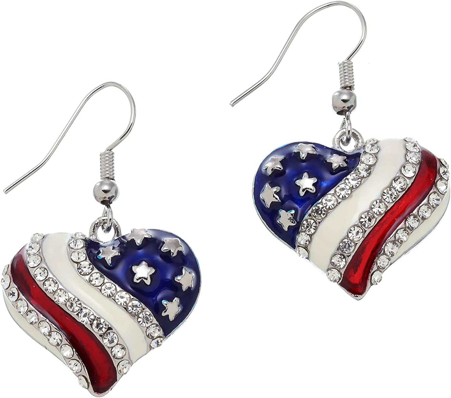 Pammyj Red White Bllue American Flag Earrings Apparel & Accessories > Jewelry > Earrings PammyJ Necklace Heart