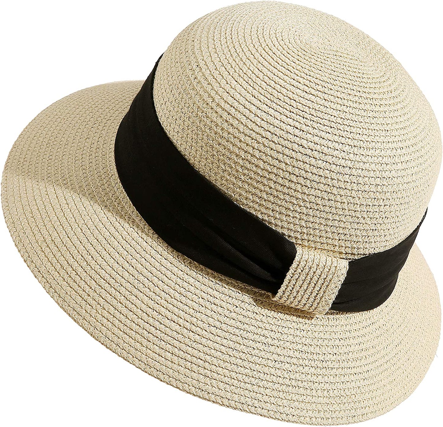 Lanzom Sun Hats for Women Wide Brim Straw Hat Summer Beach Hat Foldable Packable Cap for Travel Outdoor Apparel & Accessories > Clothing Accessories > Hats Lanzom