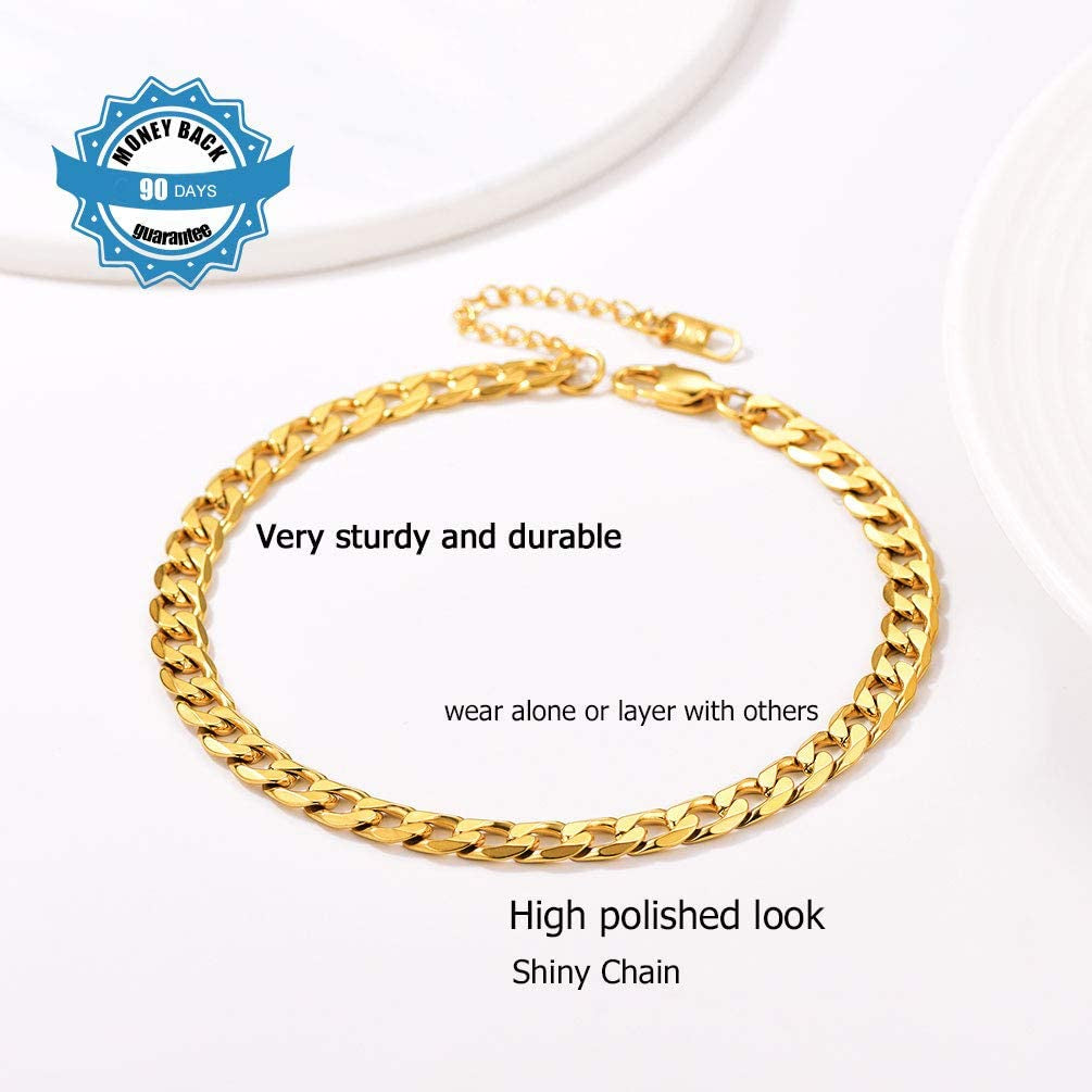 PROSTEEL Stainless Steel Chain Anklets for Men Women, Silver/Gold Tone, Ankle Bracelets Hypoallergenic, 8-10.5 Inch Adjustable, Come Gift Box Apparel & Accessories > Jewelry > Anklets Prosteel Jewelry