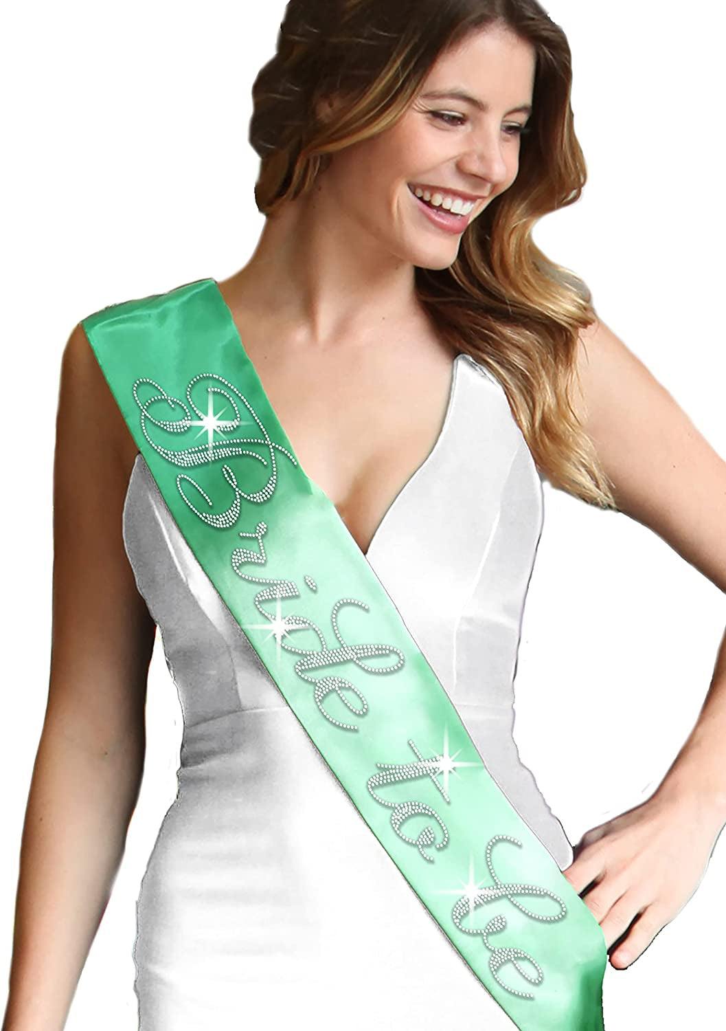 Blue Flirty Bride to Be Sash - Premium BRIDAL GRADE SATIN & Real CRYSTAL Rhinestone Bride to Be Satin Sash - Bachelorette Accessory Bride Gift - Classic Royal Blue Sash(Flrty B2B) Apparel & Accessories > Clothing Accessories > Sashes RhinestoneSash A: Frosted Mint (Bride to Be) One Size Fits Most