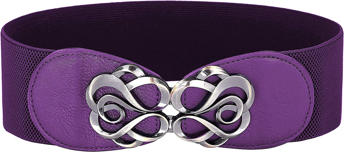 Women Stretchy Vintage Dress Belt Elastic Waist Cinch Belt CL413 Apparel & Accessories > Clothing Accessories > Belts GRACE KARIN Purple Medium