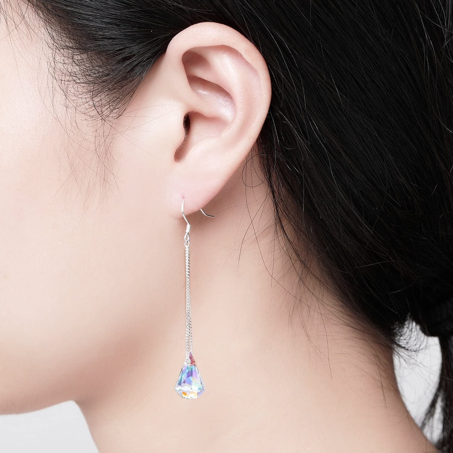 Sterling Silver Crystal Drop Dangle Earrings for Women, Anniversary Birthday Christmas Jewelry Gifts for Her Mom from Daughter Apparel & Accessories > Jewelry > Earrings Desimtion