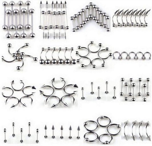 DEFLERS Body Piercing Jewelry Kit Titanium Steel Nose Rings Lip Tongue Tragus Cartilage Rings Hoop Studs Different Styles Apparel & Accessories > Jewelry > Rings Generic 85-piece set