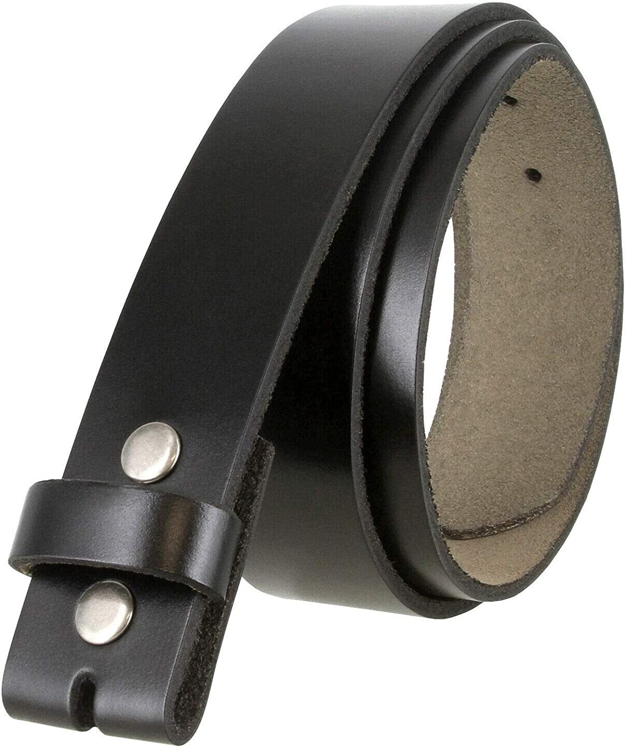 Replacement Belt Strap 100% Genuine Leather Plain Casual Belt Strap with Snaps 1-1/2"(38Mm) Wide Apparel & Accessories > Clothing Accessories > Belts Belts.com Style B - Strap Black 44