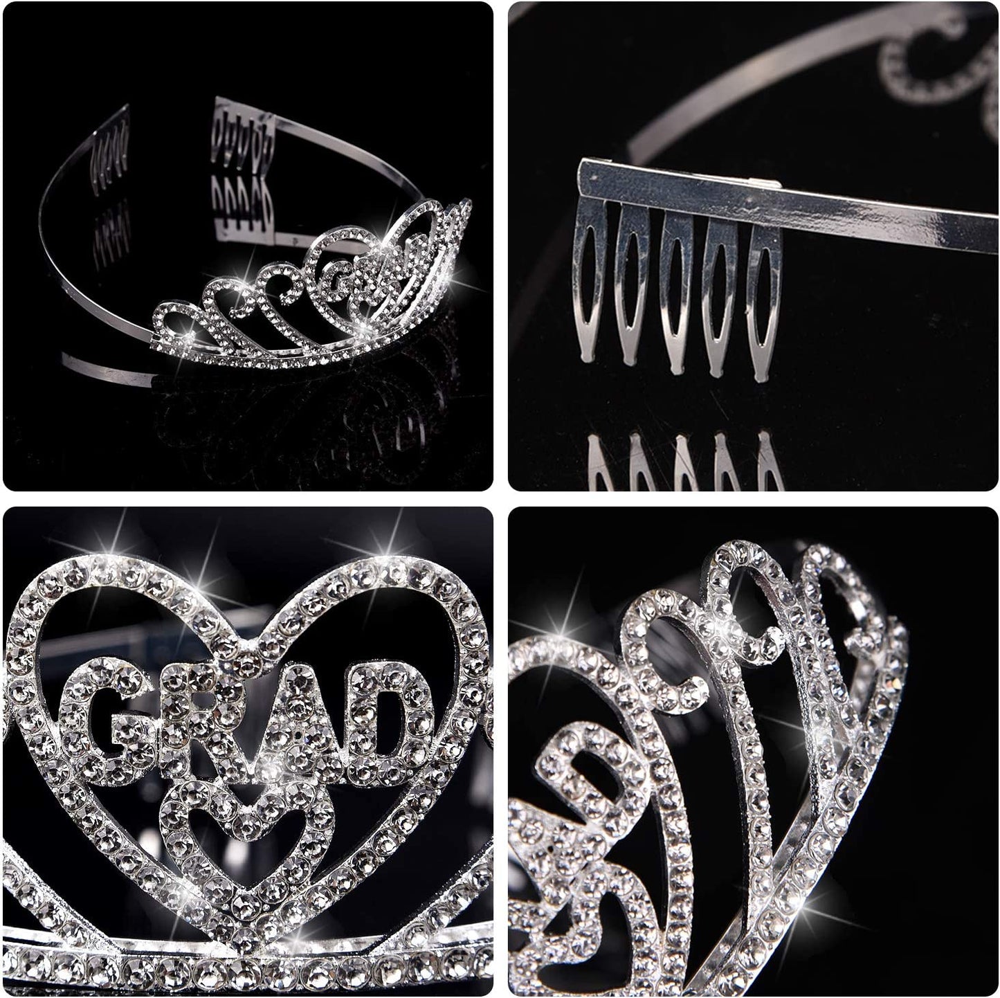 FEPITO 1Pcs Graduation Princess Grad Tiara and 1Pcs Graduated Sash for Grad Party Gift Idea Graduation Party Decorations Apparel & Accessories > Clothing Accessories > Sashes FEPITO