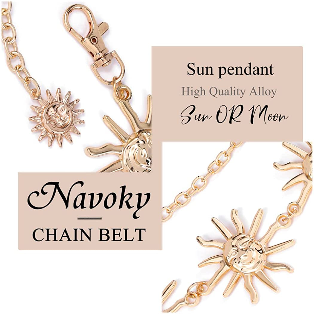 Navoky Moon Star Metal Waist Chain Sun Pendant Belly Belt Body Chains Jewelry Accessories for Women and Girls Apparel & Accessories > Jewelry > Body Jewelry Navoky