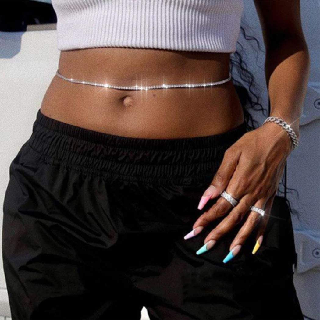 Relbcy Boho Crystal Waist Chain Belly Body Chain Festival Body Jewelry Nightclub Accessories for Women and Girls Apparel & Accessories > Jewelry > Body Jewelry Relbcy 1 Layer Gold