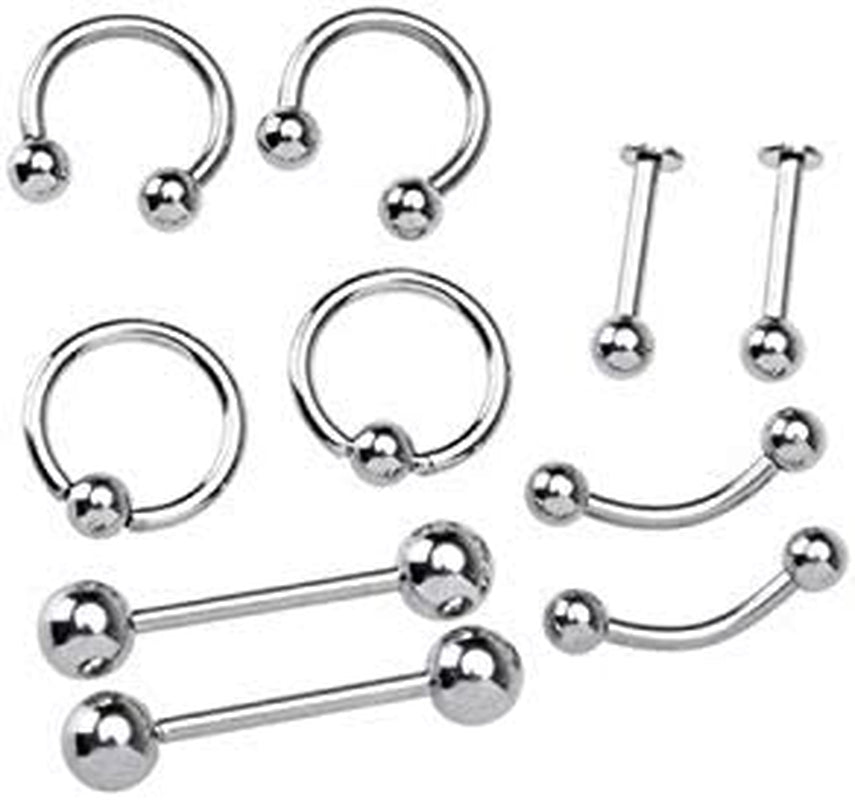 Fidgetkute Piercing Kit Stainless Steel Body Jewelry Tongue Ring Navel Ring Nose Ring Nipple Ring Earring 85Pcs Lots Mixed Apparel & Accessories > Jewelry > Body Jewelry FidgetKute